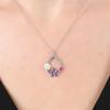 Magnolia Flower Amethyst Drop Flowers Silver Necklace