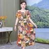 Хлопково-шелковое платье с цветочным принтом большого размера для женщин - Летняя мода, Элегантное длинное платье-свинг