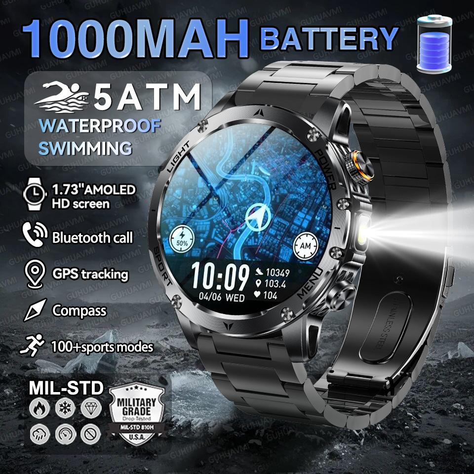 Взрослые Военные Спортивные Умные Часы 5ATM IP69K Водонепроницаемые Часы GPS NFC Bluetooth Звонки Светодиодные На Открытом Воздухе Фитнес Спортивные Умные Часы Мужские