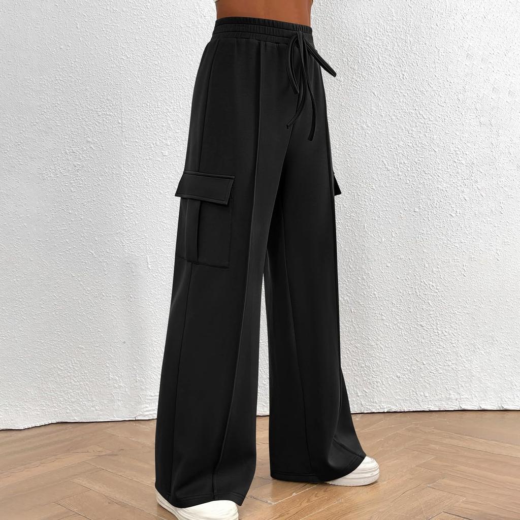 Женские широкие спортивные штаны, модные мешковатые спортивные штаны с завязками внутри, повседневные брюки с высокой талией, спортивные штаны