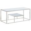  Coffee Table, Silver, Stainless Steel and Tempered Glass