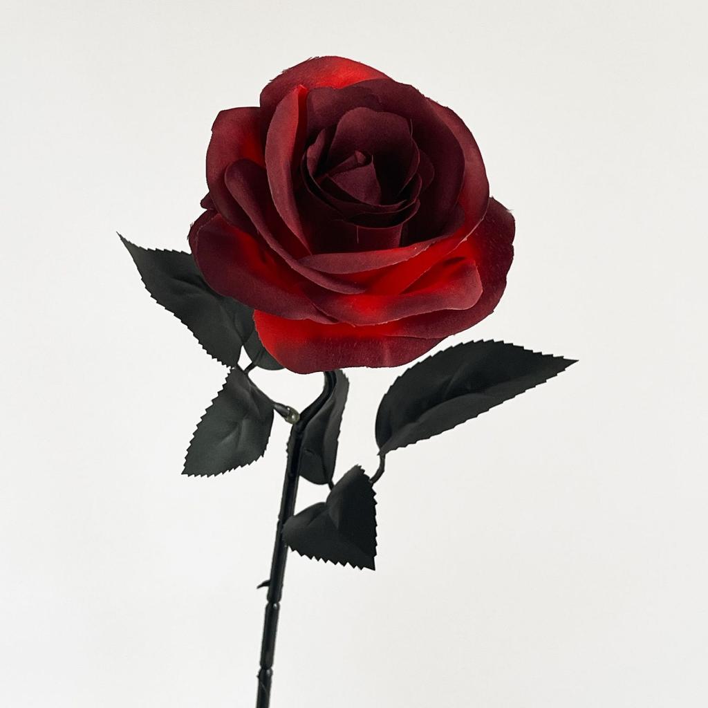 Black Rose Gothic Dark Simulation Flower Black and White Red Halloween Decoration Fake Flower Cross Border Single Silk Flower Fake Flower