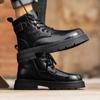 Модные мужские зимние плюшевые ботинки на шнуровке, натуральная кожа, мужские мотоциклетные ботинки, новые удобные повседневные кроссовки с высоким верхом