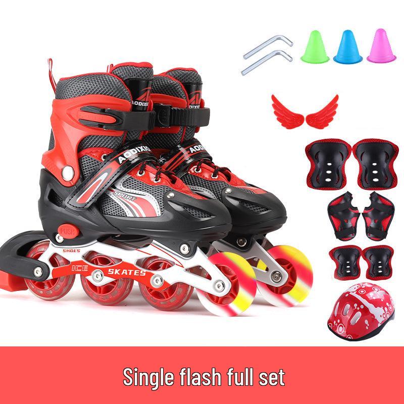 Регулируемый набор роликовых коньков с мигающими колесами для детей-начинающих