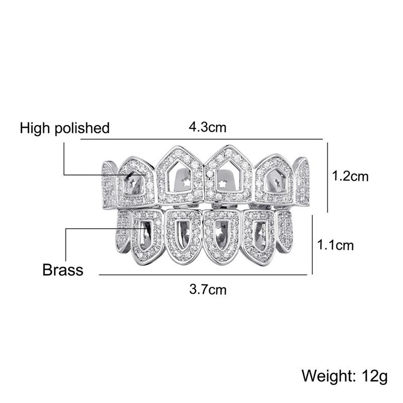 Real Hiphop Body Jewelry Iced Out Lab Diamond Top Teeth and Bottom Teeth Vampire Dental Grills Halloween Gold Teeth Grillz