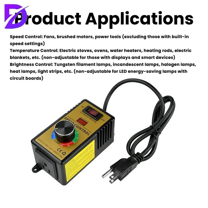 4000W Electronic Voltage Regulator for Electric Drills 15A/10A Overload Protection 220V/110V Fan Speed Controller
