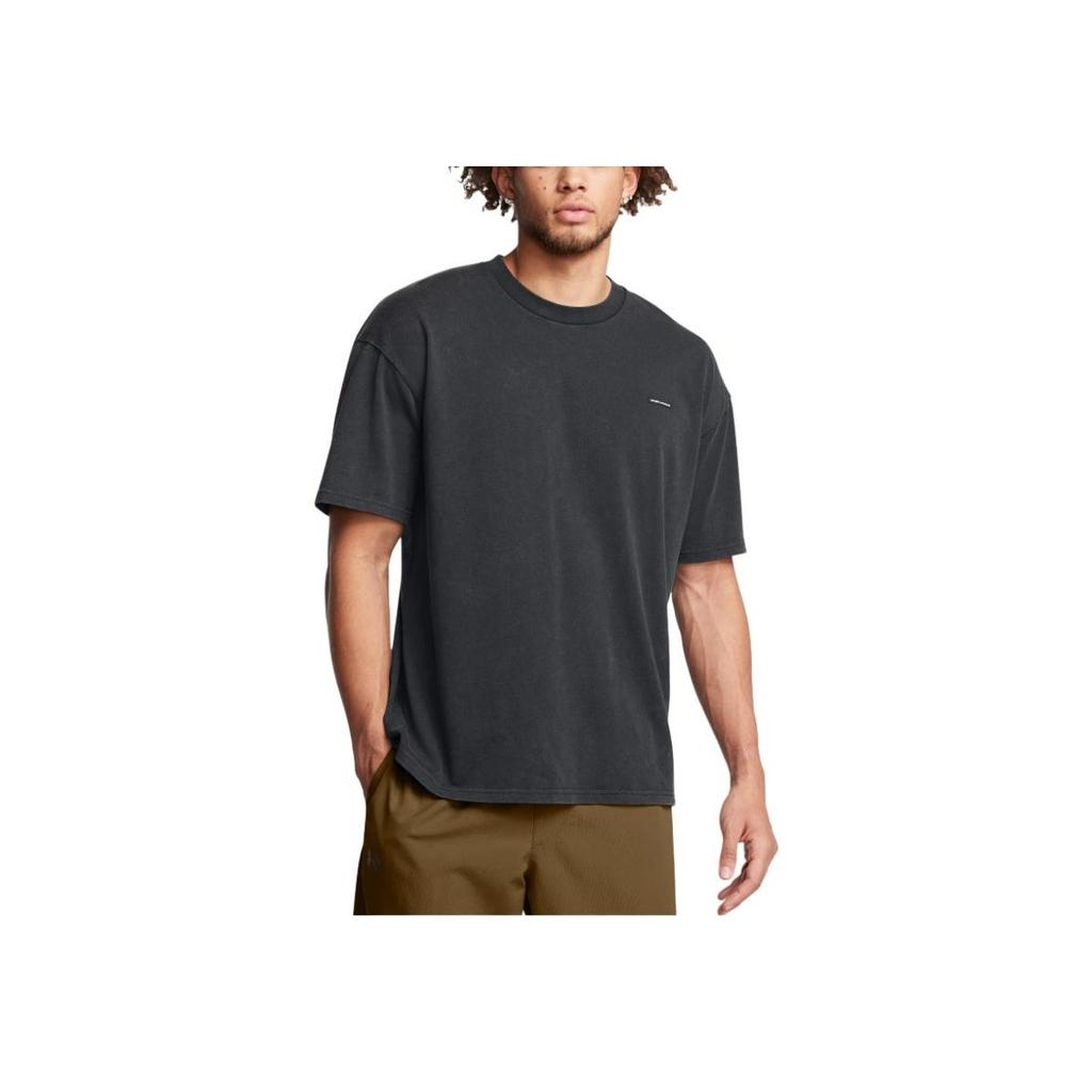 Under Armour Тяжелая модная удобная футболка свободного кроя с круглым вырезом и коротким рукавом, черная, мужская 1389147-001