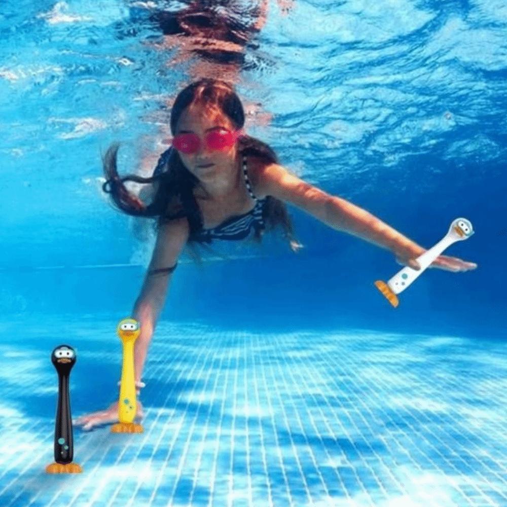 3pcs/set Handheld Duck Dive Sticks Pool Games Pool Diving Toy Duck Water Ring Game Kids Beach Games
