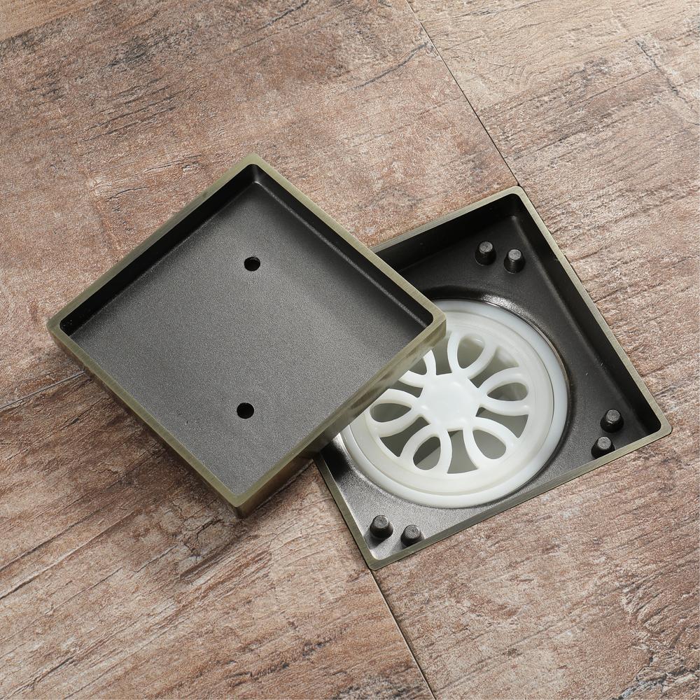 Bathroom Accessories 116*116mm Shower Floor Drain Can Insert Tiles Floor Drain Cover Antique Brass Anti-odor Floor Drain