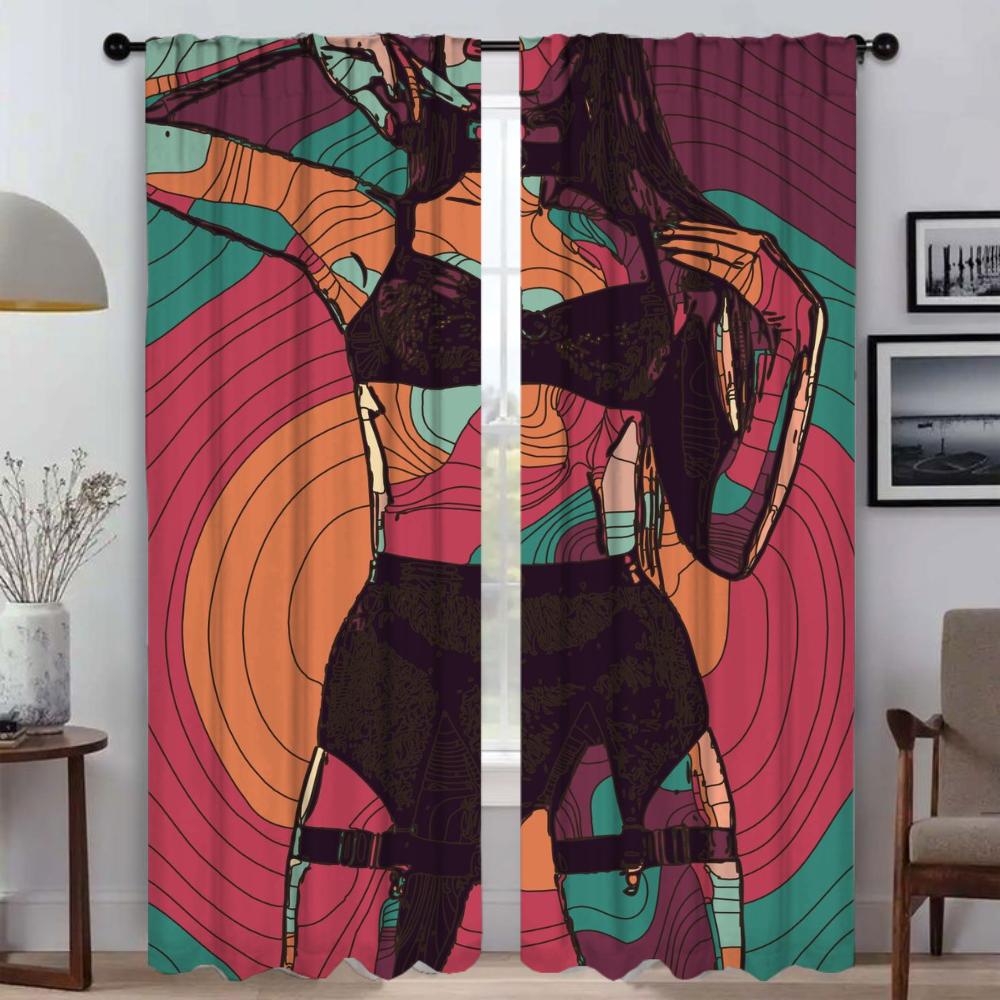 Абстрактные сексуальные девушки затемняющие шторы 2 шт шторы для гостиной занавески Хэллоуин украшения тюль для спальни жалюзи