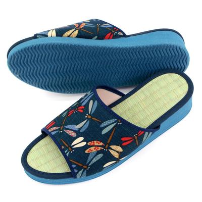 Сделано в Японии Тапочки-татами Окрашенные Стрекоза M [Takeharu] Тапочки, Татами, Япония, Женские сандалии, Татами, Rush, Узор, [Стиль Индиго] (657)