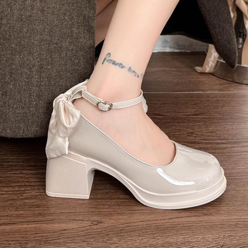Fashion Bow Women High Heels Shoes Sexy Fashion Chunky Sandals Designer Lolita Marie Janes Loafers 2025 Summer New Party Pumps Zapatos