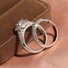 2pcs Double-layer Ladies Luxury Ring Set Silver Women's Ring  Valentine's Day Gift