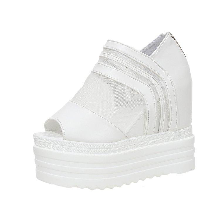 Модные сандалии Comemore с открытым носком для женщин, белые, черные, летние, на платформе, в стиле ретро, сетчатые, дышащие, на толстой подошве, римские, на высоком каблуке, сандалии