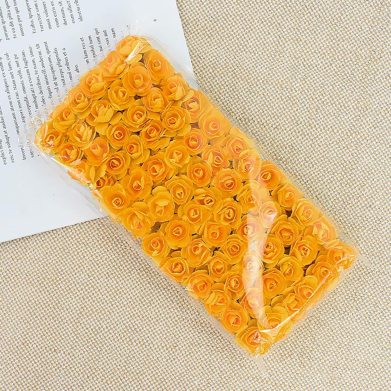 144/288pcs 2cm Mini Paper Rose Artificial Flowers Bouquet For Wedding Home Decoration DIY Scrapbooking Crafts Fake Plants Wreath