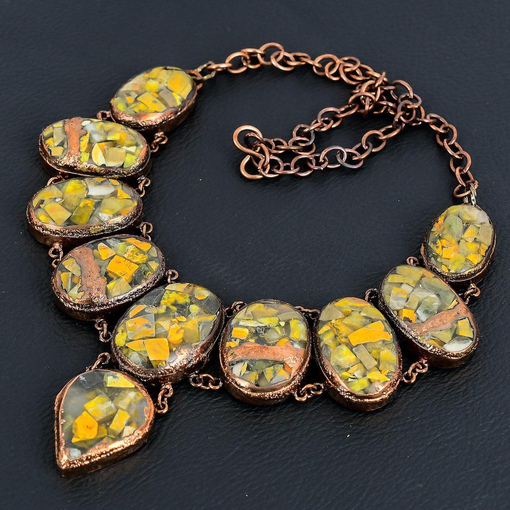 Copper Bumblebee Necklace Gemstone Jewelry, Copper Electroformed Necklace, Adjustable Handmade Beautiful Jewelry Chain Necklace