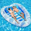 Double Inflatable Pool Float with Pillow Cup Holder Sunbathing Water Mat Thickened PVC Leaf Shaped Floating Bed for Relaxing At the Beach
