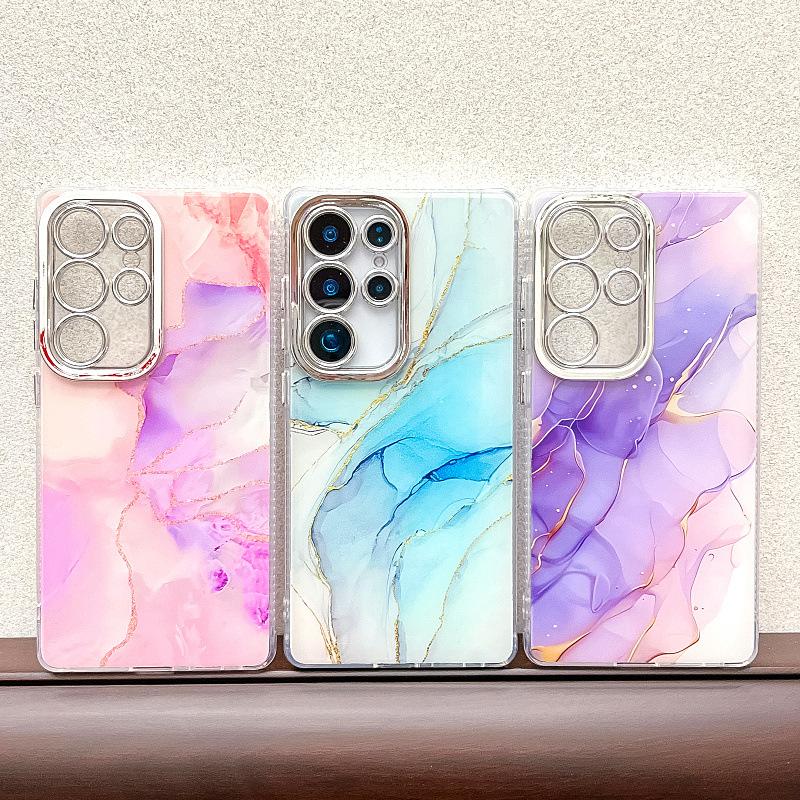 Подходит для нового чехла для мобильного телефона Samsung S25 Ultra S24plus с двухсторонним покрытием Imd, гальванизированного мрамора, чехол A55