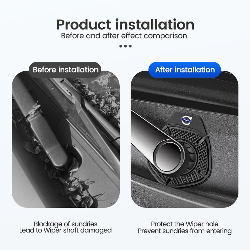 AABBL1 Car Windshield Wiper Arm Hole Protection Cover Silicone Dust Cover For Volvo V60 S40 S60 XC40 XC60 XC90 V90 V70 C70 Auto Styling