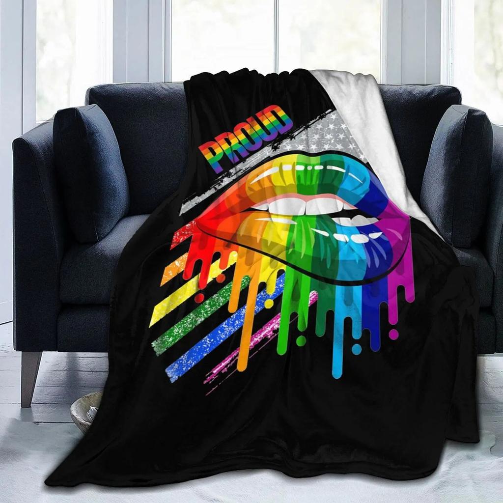 Throw Blankets LGBT Gay Pride Lesbian Rainbow Flannel Blanket for Couch Sofa Blankets Large Bedding Gifts for Christmas New Year