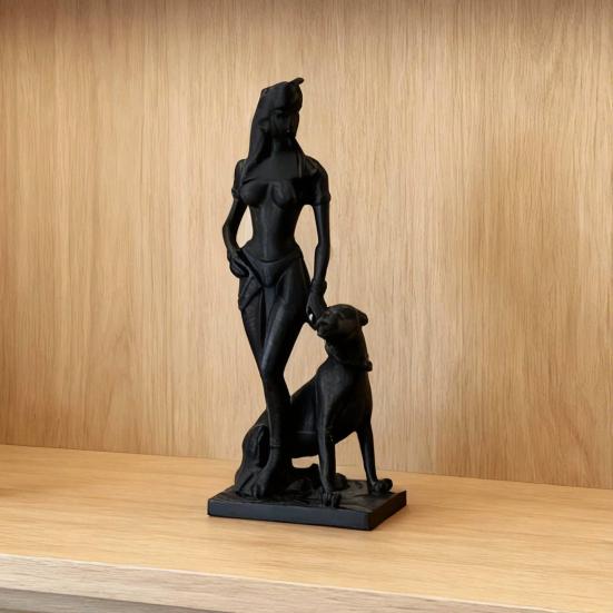 3D-печатная фигурка женщины и собаки, скульптура собаки - египетской богини, коллекционная настольная статуэтка для гостиной, спальни, книжной полки, декор для стола