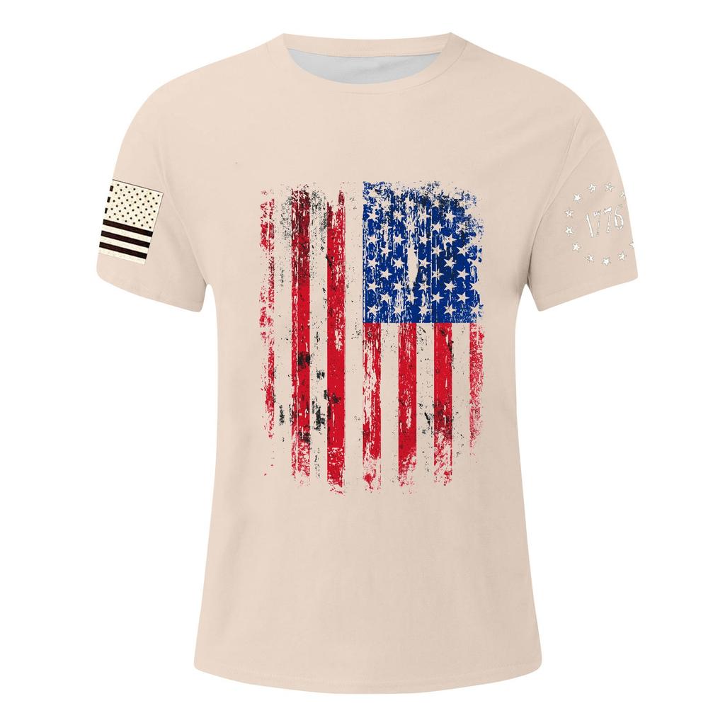 Мужская футболка с принтом ко Дню независимости, мужской свободный повседневный топ с короткими рукавами