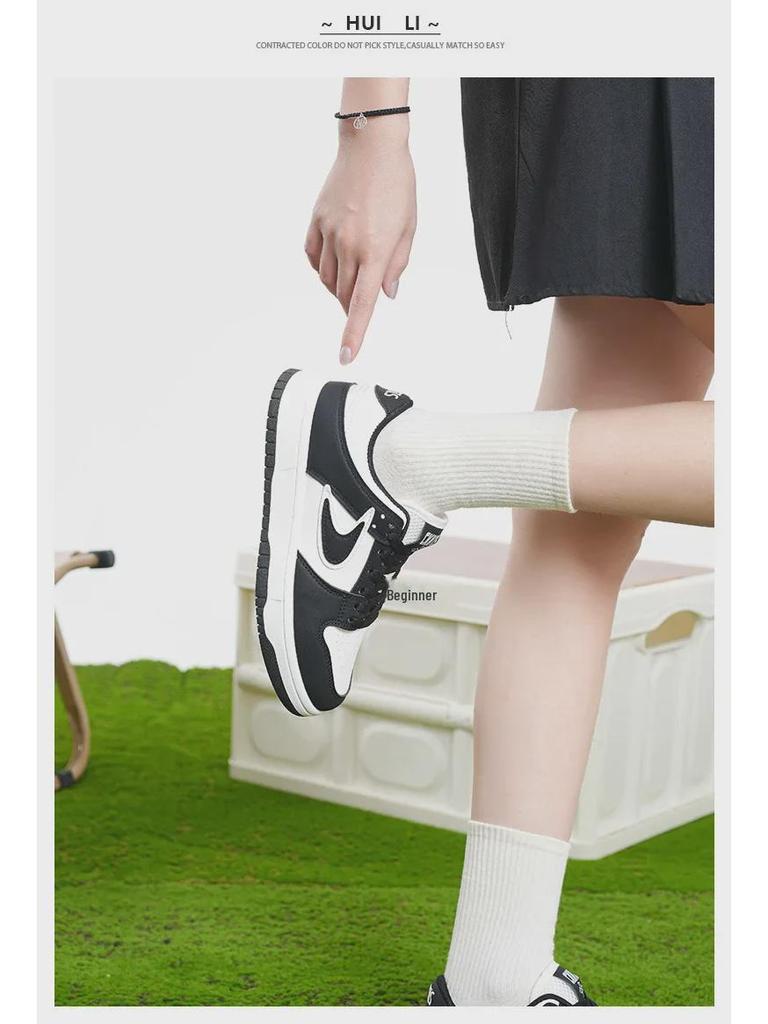 Женские кроссовки в гонконгском стиле: 2024 Модные повседневные белые спортивные туфли на шнуровке