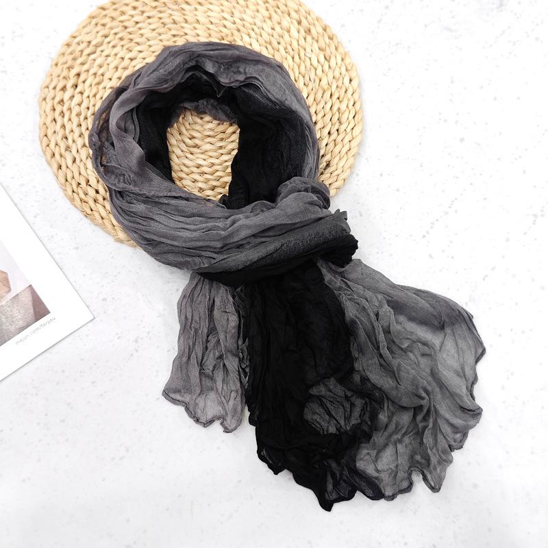 Плетеный шарф, мятый, простой и универсальный, шелковый шарф, осенне-зимняя цветочная шаль, шарф из балийской пряжи для женщин