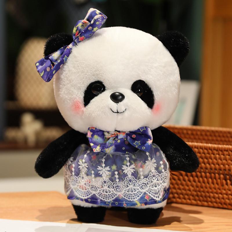 Cute Lolita Sweet Dress Panda Plush Toys Cartoon Girls Birthday Dolls Gifts