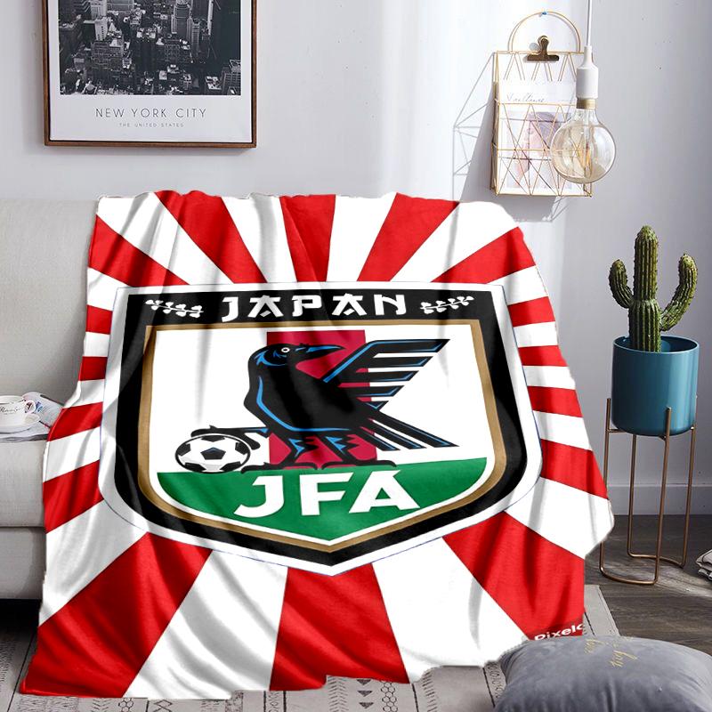 Japan Football Association Emblem Blanket Flannel Throw for Sofa, Indoor, Camping, Living Room, Office, Chair, And Bed Soft Birthday Gift