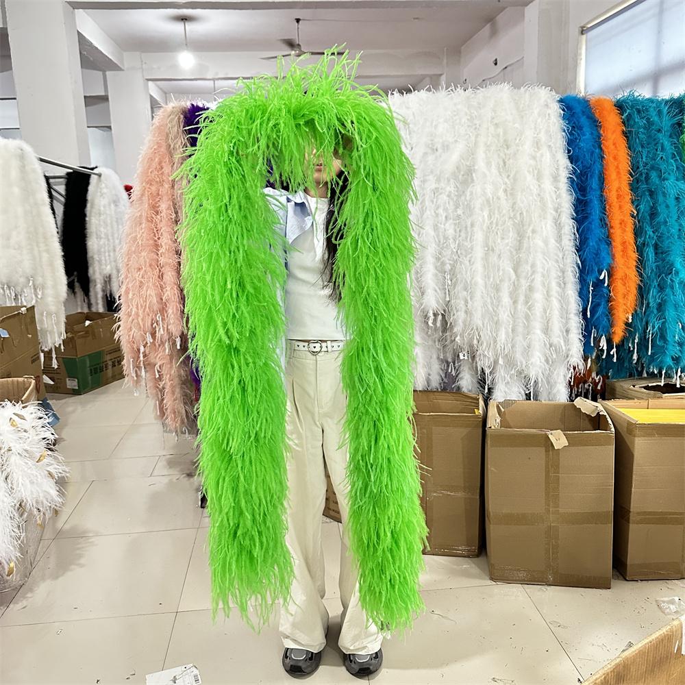 DIY 1 3 6 10 20Ply Natural Ostrich Feathers Boa 2 Meter Fluffy Ostrich feather Shawl for Wedding Party Dress Sewing Decoration Scarf