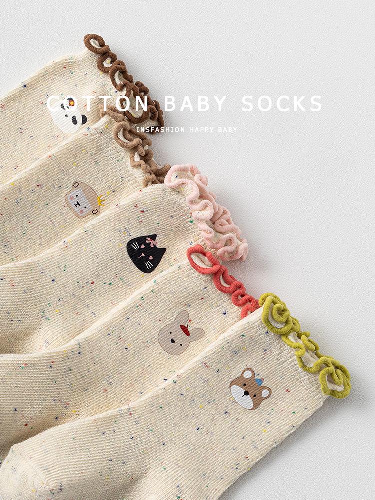 Новорожденная Девочка Гольфы Принцессы с Рюшами до Середины Икры, Хлопок Класса А для 0-3 Лет, Подходят для Весны, Осени, Зимы