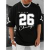 FREEDOM Number 26 Print Mens T-Shirt Man Short Sleeve Sportwear Football T-Shirt Vintage Oversize 5 Colors Tees Men Clothes