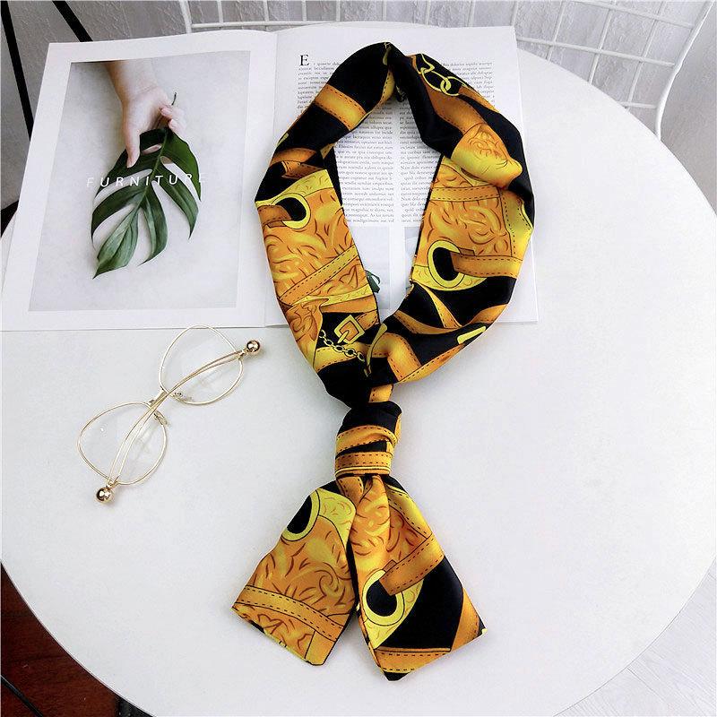 Маленький шарф женский длинный стиль весна и осень двухстороннее украшение универсальный зимний маленький шарф профессиональный шарф длинный шарф аксессуар