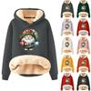 Women's Fashion Hooded Padded Thickened Warm Christmas Printed Loose Pullover Sweatshirt
