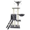 JIPSY Gray Cat Tree 79 X 34 X 138 Cm - 3 Platforms, 1 Perch, 1 Kennel, 1 Staircase, Scratching Posts