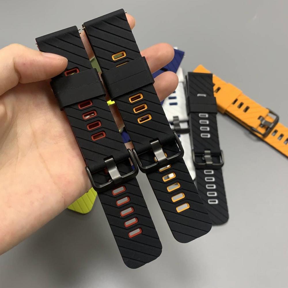 22 мм силиконовые ремешки для часов для TicWatch Pro 3 Ultra GPS GTX GTW Спортивный браслет Ремень для TicWatch Pro 2021 GTH 2 S2 E2 Мягкий ремешок