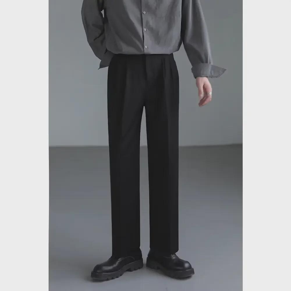 Korean-Style Loose Wide-Leg Men's Suit Pants - Trendy, Handsome, High-Grade Straight Trousers