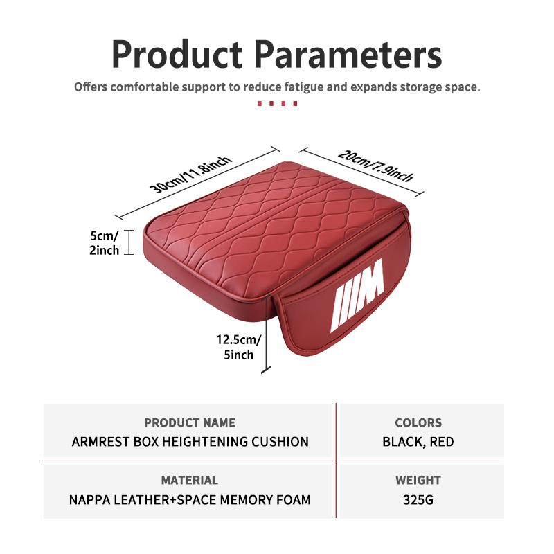 XPOV8 Car Center Console Armrest Cushion Arm Rest Storage Pad For BMW M Performance Alpina M3 M5 M6 X1 X3 X4 X5 G20