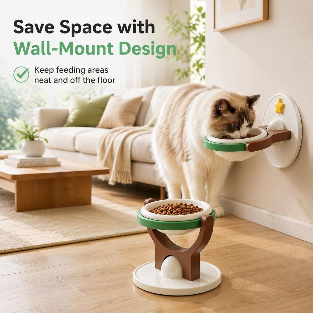 Floor Standing Pet Feeder Bowl Space-saving Wall-Mounted Pet Bowl New 2 IN 1 Pet Bowl Indoor Use