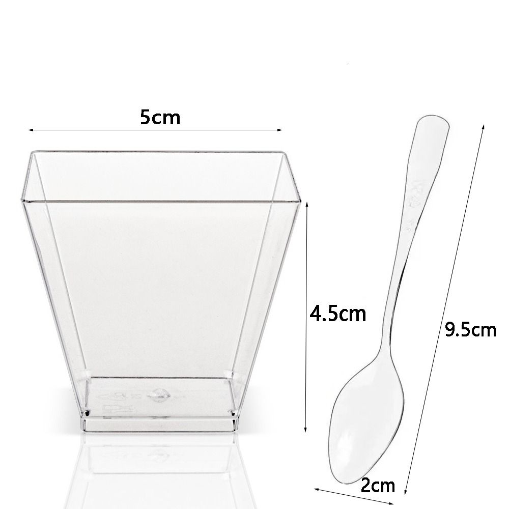 20 шт. Квадратные стаканчики с широким горлышком, одноразовые пластиковые стаканчики для мусса, ступенчатые стаканчики для закусок, десертные стаканчики, пудинг