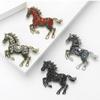 Casual Rhinestone Horse Brooches Classic Metal Badge Pin Zodiac Animal Lapel Pins  for Women