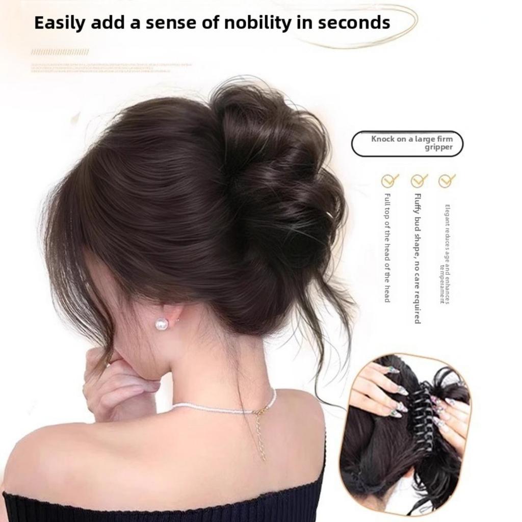 Ladies' Elegant Heat-resistant Synthetic Fiber Hair Clip Style Ponytail - Suitable for Natural Simulation and Firm Fixation Headwear for Weddings