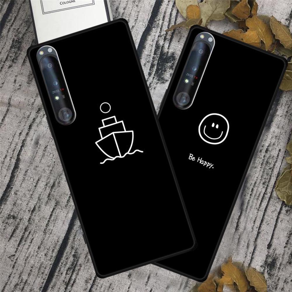 Чехол для телефона Sony 1 IV: Черный мягкий чехол из ТПУ с полым узором и простыми линиями