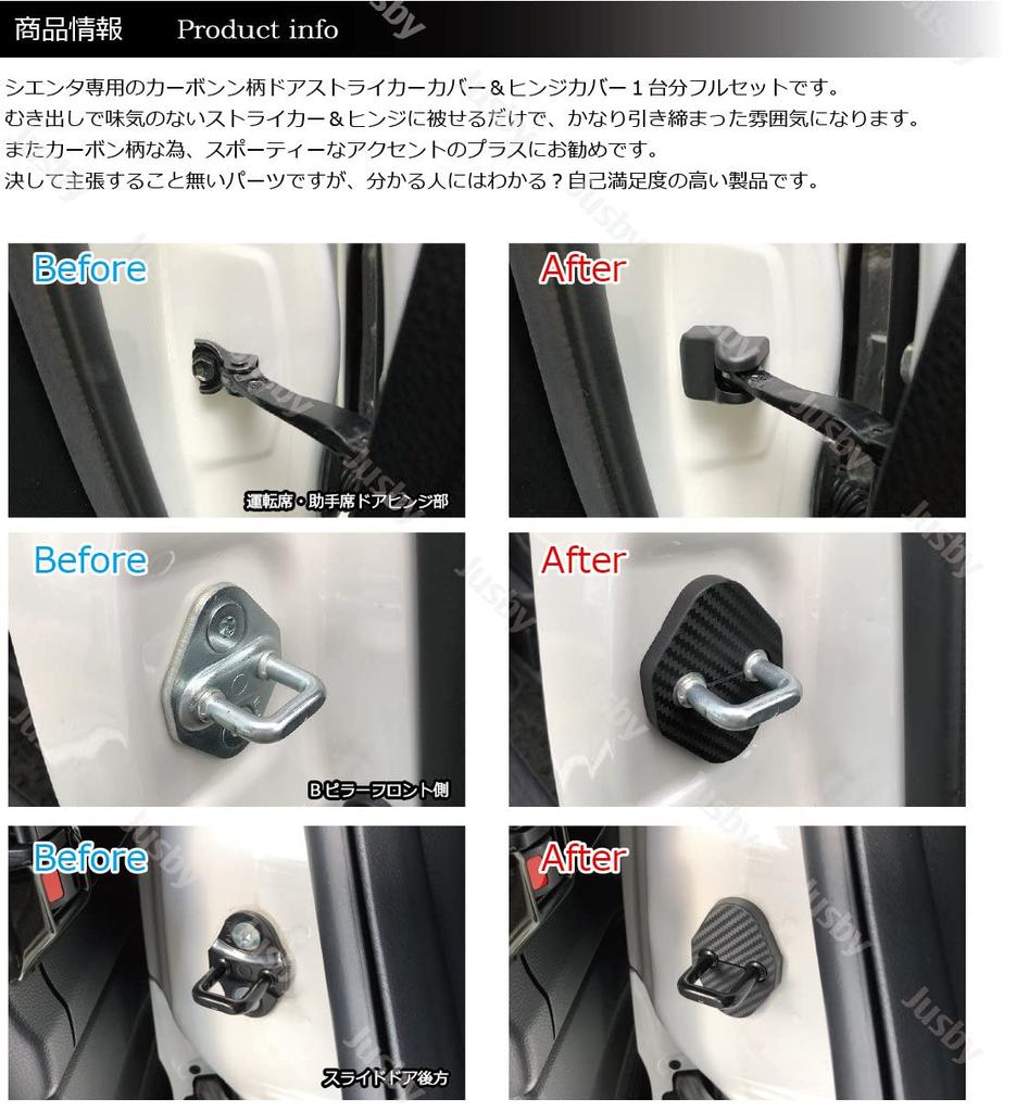 (Jusby) New Sienta Door Striker Cover & Hinge Cover Set for 2022.8-10 Series (Slide