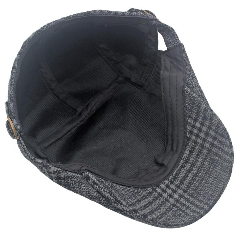 Клетчатый берет, мужская британская кепка, осенне-зимняя толстая теплая кепка, кепка газетчика