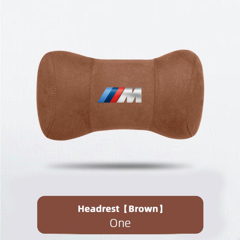 BBKJ7 Luxury Suede Car Logo Headrest Neck Pillow Lumbar Support For BMW X1 X2 X3 X5 X4 X6 X7 G30 G20 G32 G11 G12 F40 F30 F20 F10 F34