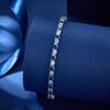 Cubic Zirconia 4mm For Women Tennis Wedding Bracelets Blue White Round Shape Bracelet