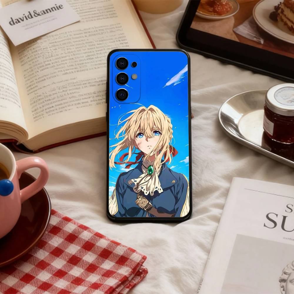 Эстетичный фиолетовый чехол для телефона E-Evergarden для Samsung S 25,24,23,22,30,21,10,9,Ultra,Plus,Lite,FE,4,5 G Мягкий черный чехол