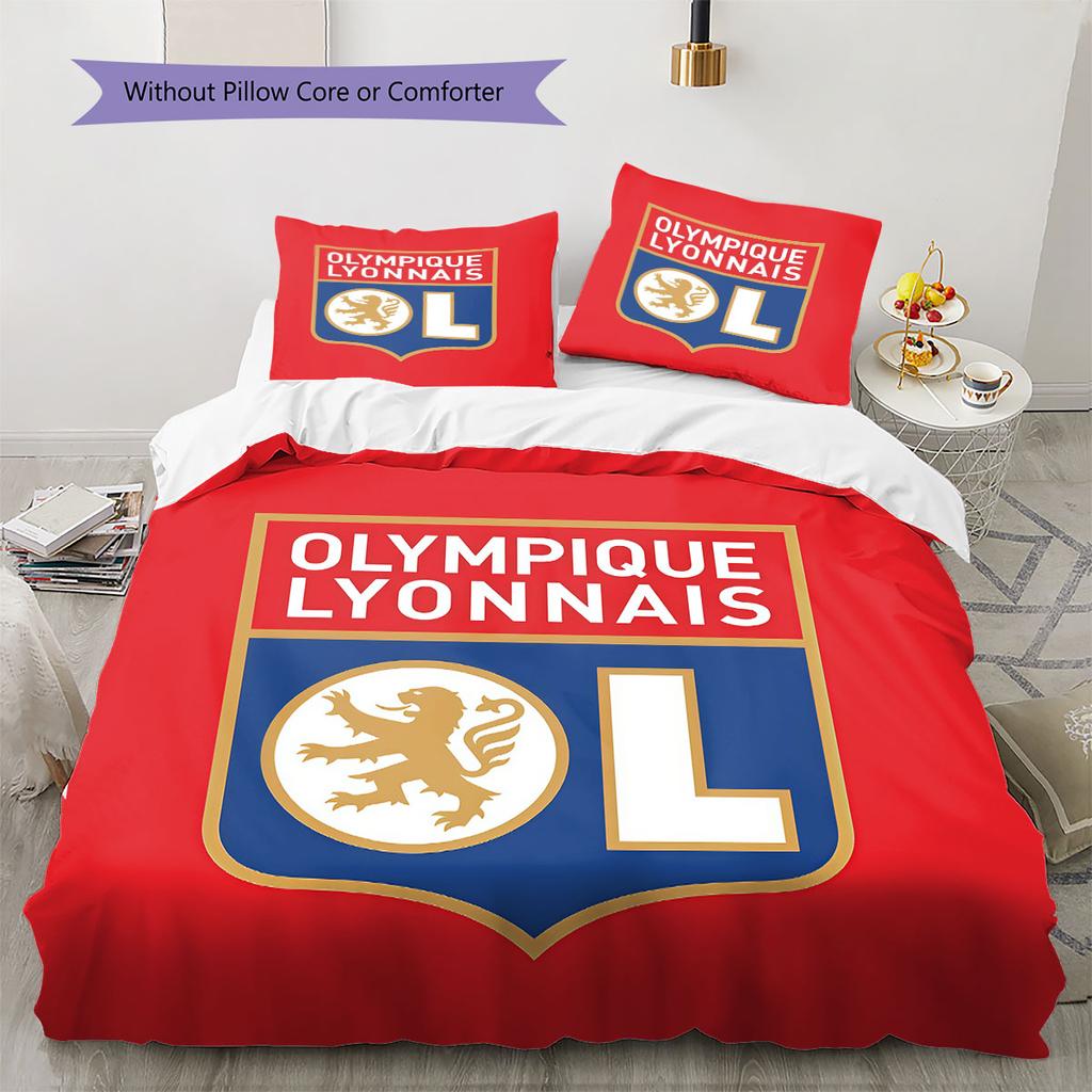 Olympique Lyonnais Bedding Quilt Set Quilt Cover Pillowcase Home Decoration Birthday Gift (1 * duvet cover + 2 * pillowcase, without core)